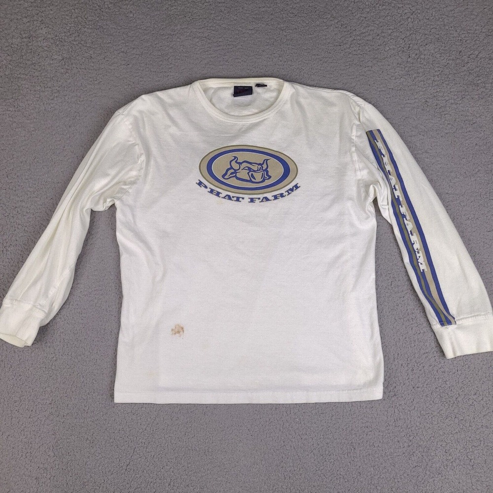 Phat Farm T-Shirt Adult Medium White Long Sleeve Sleepwear Collection Crew Neck